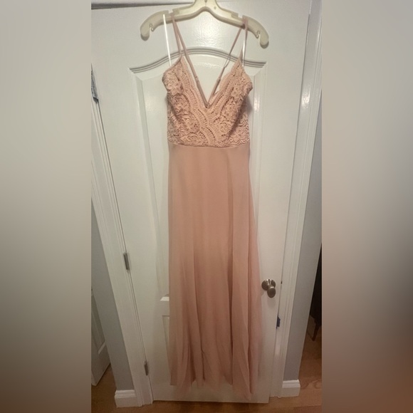 Lulu’s Blush Pink Full Length Chiffon Gown - M - Picture 1 of 5